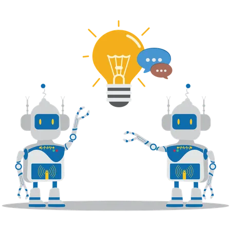 Künstlich intelligente Roboter Kooperation  Illustration