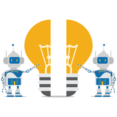 Künstlich intelligenter Roboter - Glühbirne  Illustration