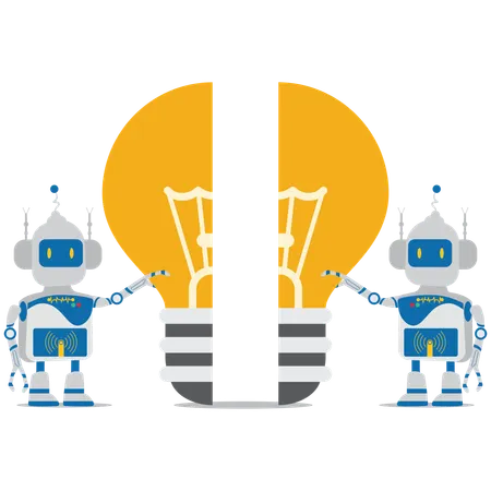 Künstlich intelligenter Roboter - Glühbirne  Illustration