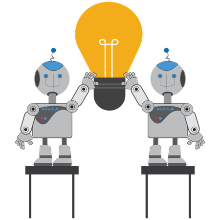 Künstlich intelligenter Roboter mit Idee  Illustration