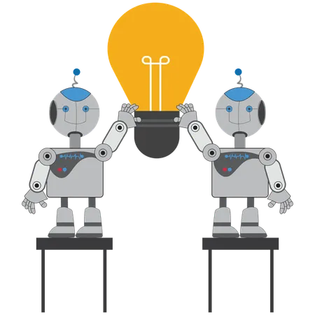 Künstlich intelligenter Roboter mit Idee  Illustration