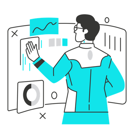 Künstliche Intelligenz analysiert Marktdaten  Illustration