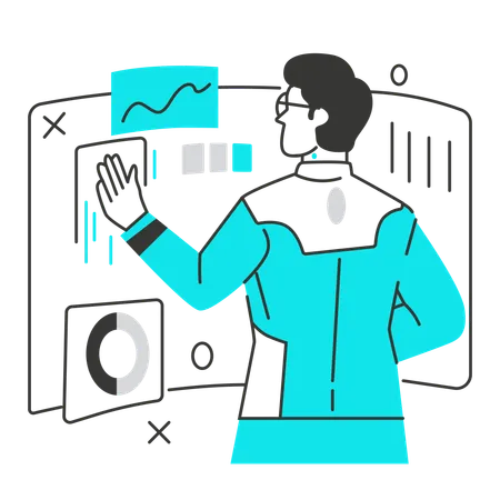 Künstliche Intelligenz analysiert Marktdaten  Illustration