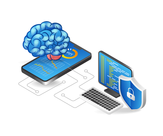 Künstliche Intelligenz-Gehirnprogramm  Illustration