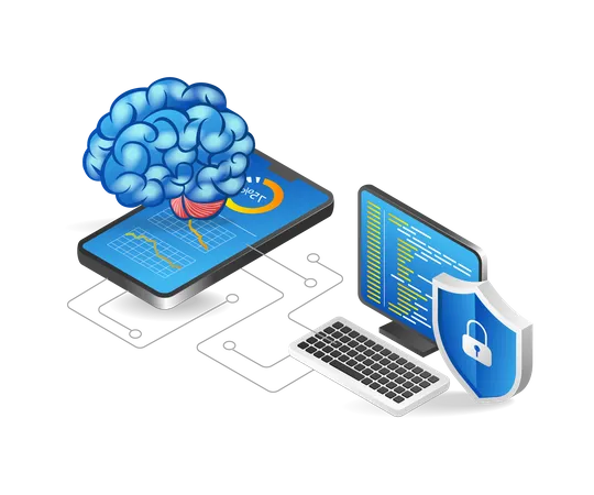 Künstliche Intelligenz-Gehirnprogramm  Illustration