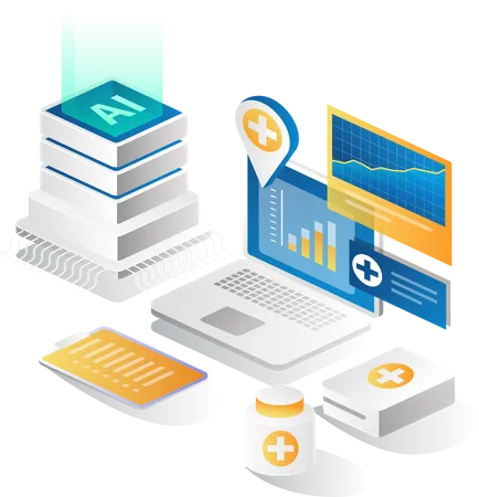 Gesundheitsdatenanalyse mit künstlicher Intelligenz  Illustration