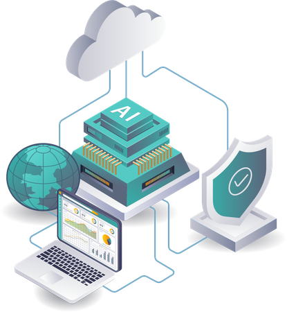 Künstliche Intelligenz in der Welt der Serverdatensicherheitsanalyse  Illustration