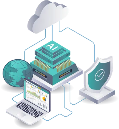 Künstliche Intelligenz in der Welt der Serverdatensicherheitsanalyse  Illustration