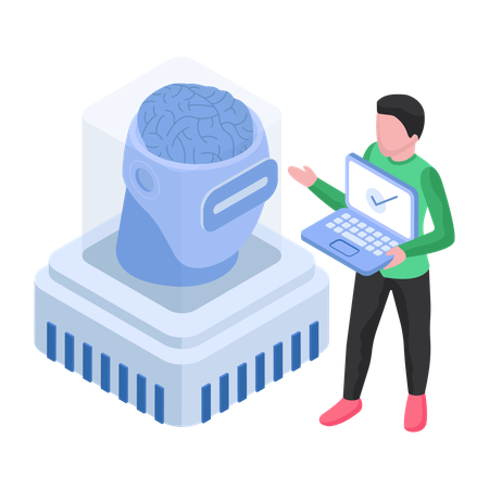 Künstliche Intelligenz Menschliches Gehirn  Illustration