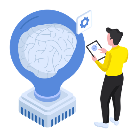 Künstliche Intelligenz Menschliches Gehirn  Illustration