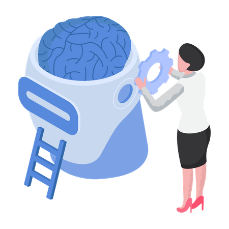 Künstliche Intelligenz Menschliches Gehirn  Illustration