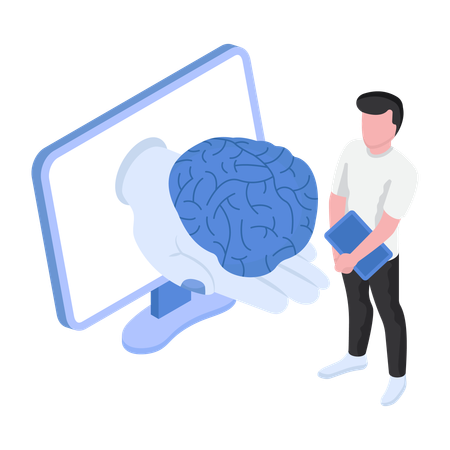 Künstliche Intelligenz Menschliches Gehirn  Illustration