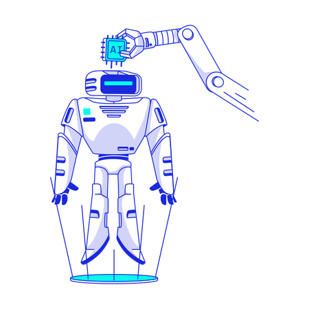 Künstliche Intelligenz-Roboter aktualisiert Systemchip  Illustration