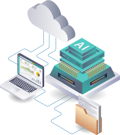 Künstliches Intelligenzsystem zur Serverdatenanalyse  Illustration