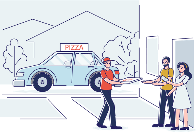 Kurier liefert Pizza  Illustration