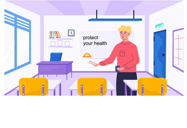 Kurs für einen gesunden Lebensstil, geleitet von einem Lehrer  Illustration