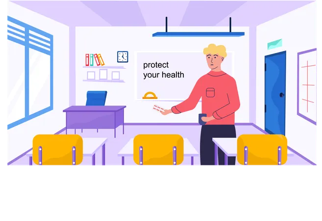 Kurs für einen gesunden Lebensstil, geleitet von einem Lehrer  Illustration