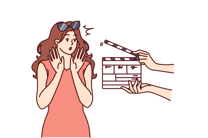 La actriz está realizando una filmación de película.  Ilustración