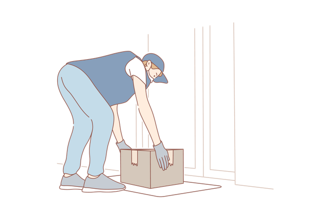 La boîte de livraison est récupérée par le livreur  Illustration