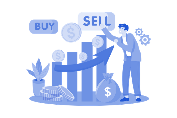Le marché boursier facilite l’achat et la vente d’actions de sociétés cotées en bourse  Illustration