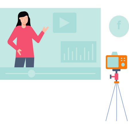 La chica está haciendo videos para promoción.  Ilustración