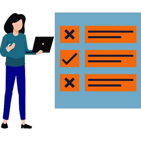 La chica está mirando la lista de encuestas.  Illustration