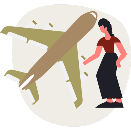 La niña está señalando la entrega del vuelo aéreo.  Illustration