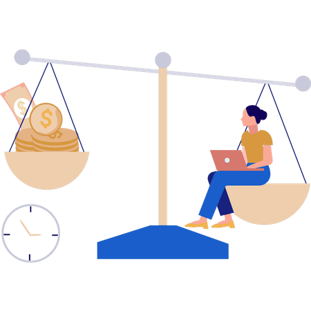 La chica está trabajando en la estrategia financiera.  Illustration