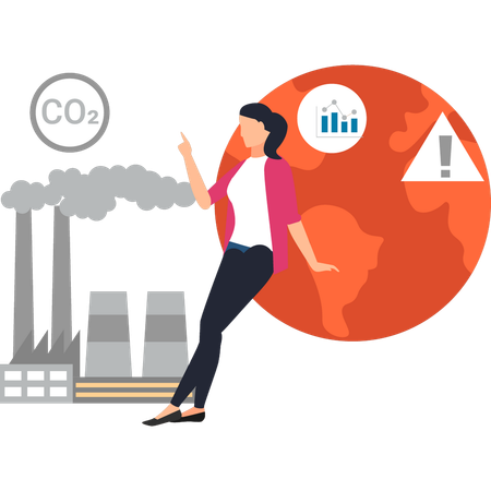 La chica habla del CO₂.  Ilustración