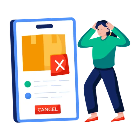 La commande mobile d'une femme est annulée  Illustration