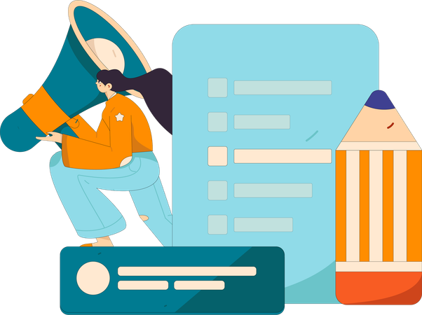 La empresaria revisa el formulario de comentarios  Ilustración