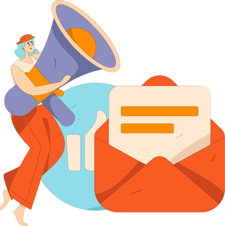 La empresaria revisa todos los correos electrónicos de marketing  Ilustración