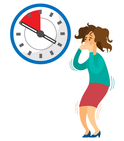 La empresaria tiene miedo al tiempo.  Ilustración