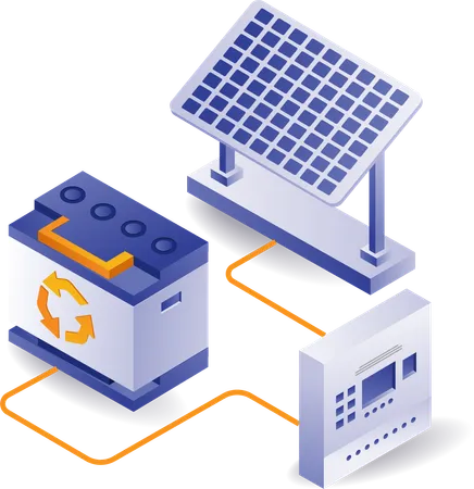 La energía solar se almacena en centrales eléctricas.  Ilustración