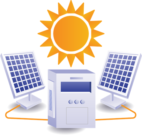 La energía solar se almacena en el generador.  Ilustración