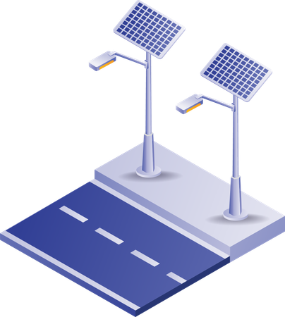 La energía solar se utiliza para cargar las farolas  Illustration