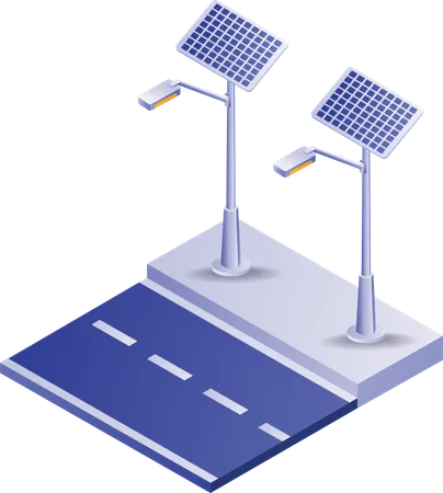 La energía solar se utiliza para cargar las farolas  Illustration