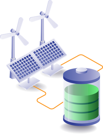 La energía solar se utiliza para cargar ventiladores domésticos  Ilustración