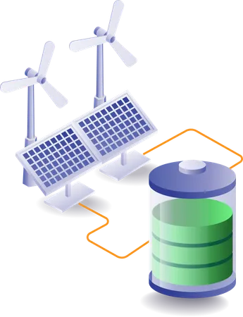 La energía solar se utiliza para cargar ventiladores domésticos  Ilustración