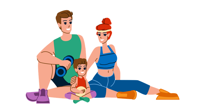 La famille exerce ensemble  Illustration