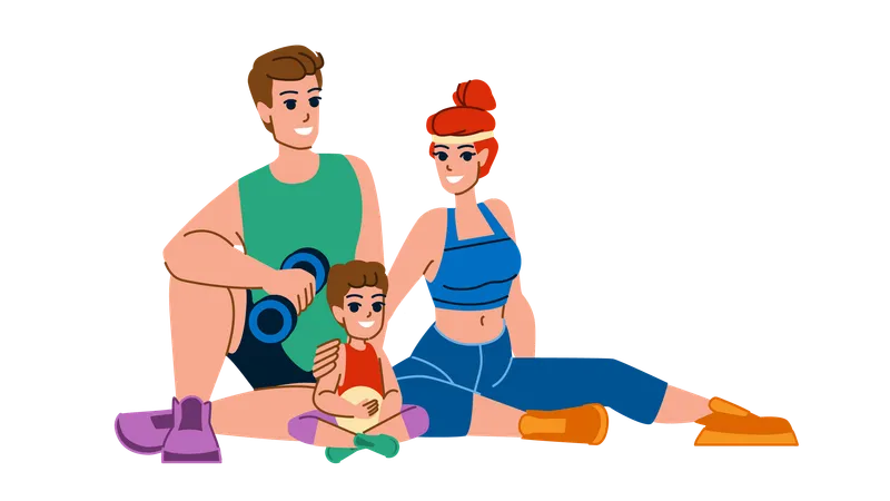 La famille exerce ensemble  Illustration