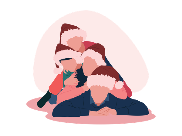 La famille fête Noël  Illustration
