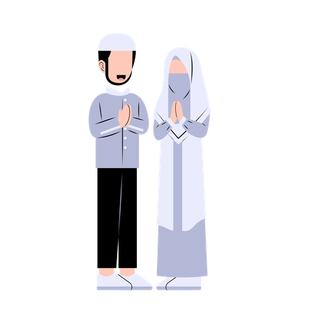 La famille musulmane prie Allah  Illustration