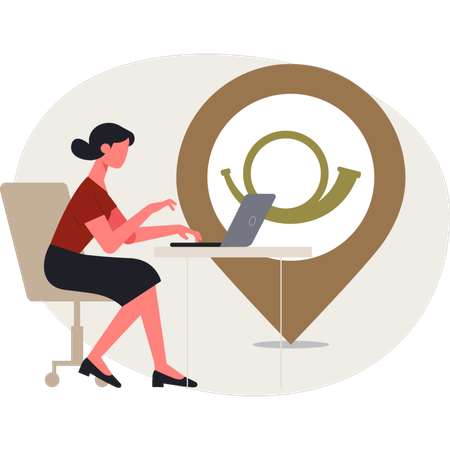 La femme d'affaires qui travaille dans un lieu de livraison  Illustration