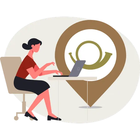 La femme d'affaires qui travaille dans un lieu de livraison  Illustration