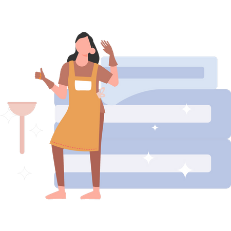 La femme de ménage a terminé son travail  Illustration