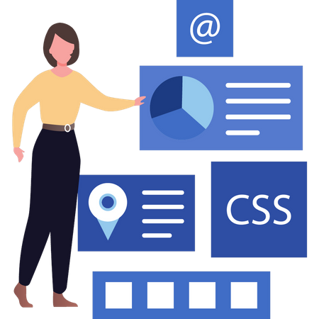 Une femme programme du CSS  Illustration