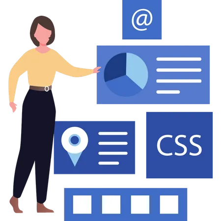 Une femme programme du CSS  Illustration