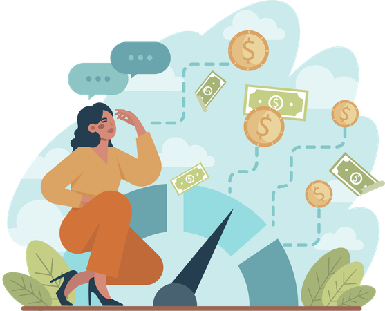 La femme fait la gestion des finances  Illustration
