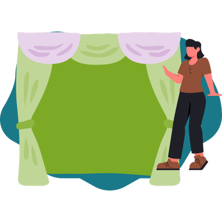 La femme se tient près du théâtre  Illustration